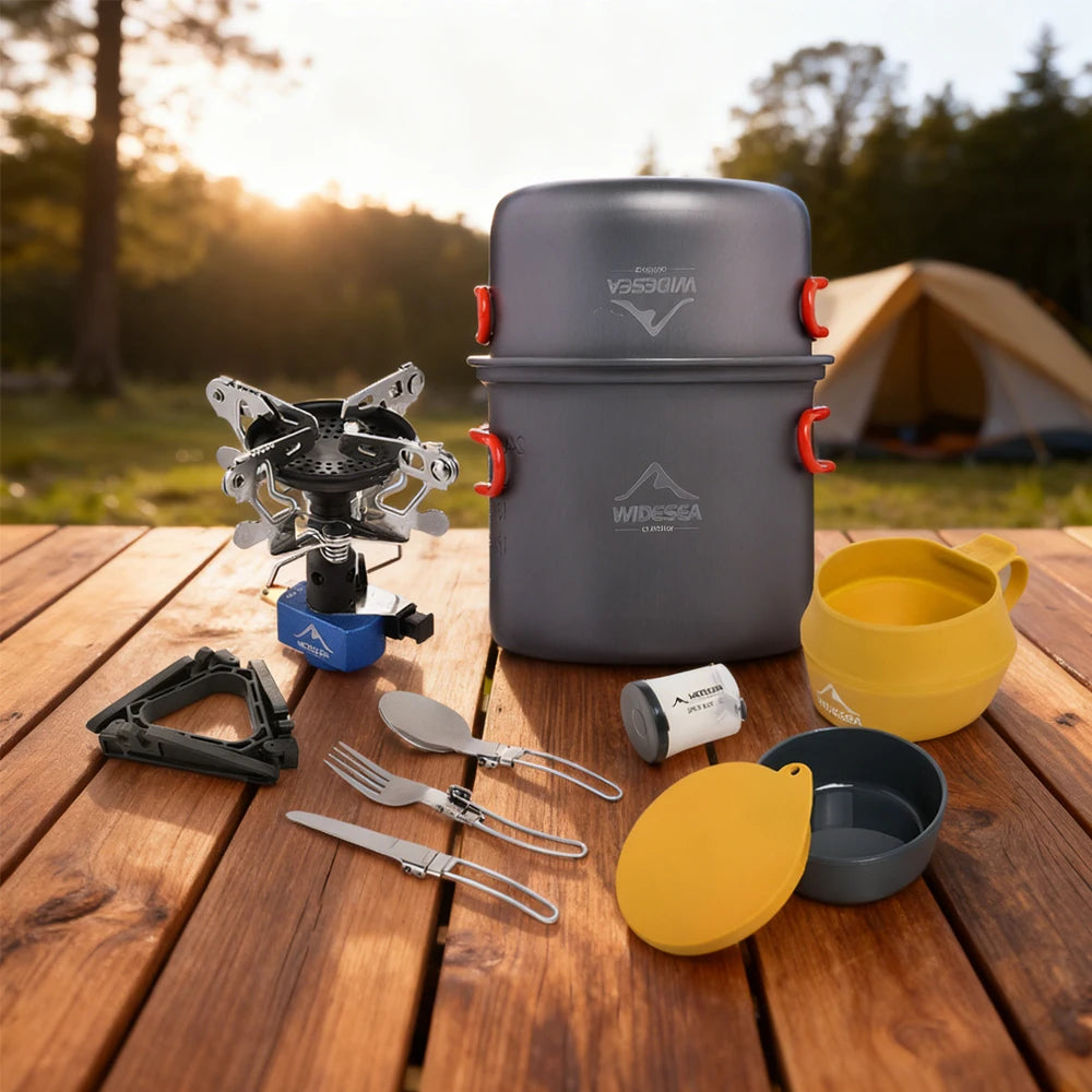 Widesea Portable Camping Gas Stove Cookware Set Aluminum Alloy