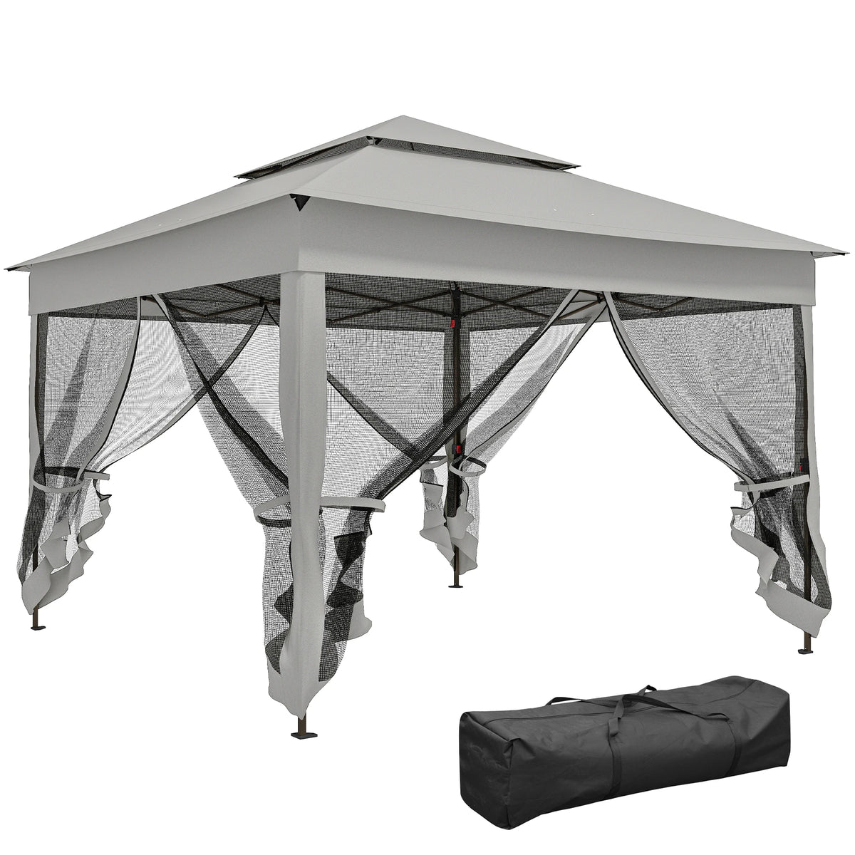 Outsunny Two Tier Pop Up Gazebo Outdoor Tent With Netting