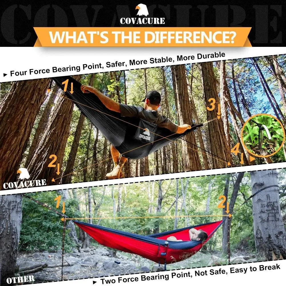 Double Camping Hammock With Tree Straps For Hiking And Travel