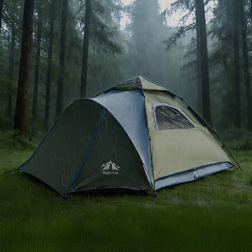 Night Cat Automatic Waterproof Camping Tent With Porch And Rainfly