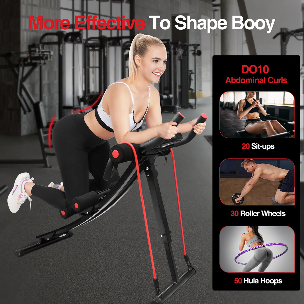 GIKPAL Foldable Ab Roller Machine LCD Display Home Core Trainer