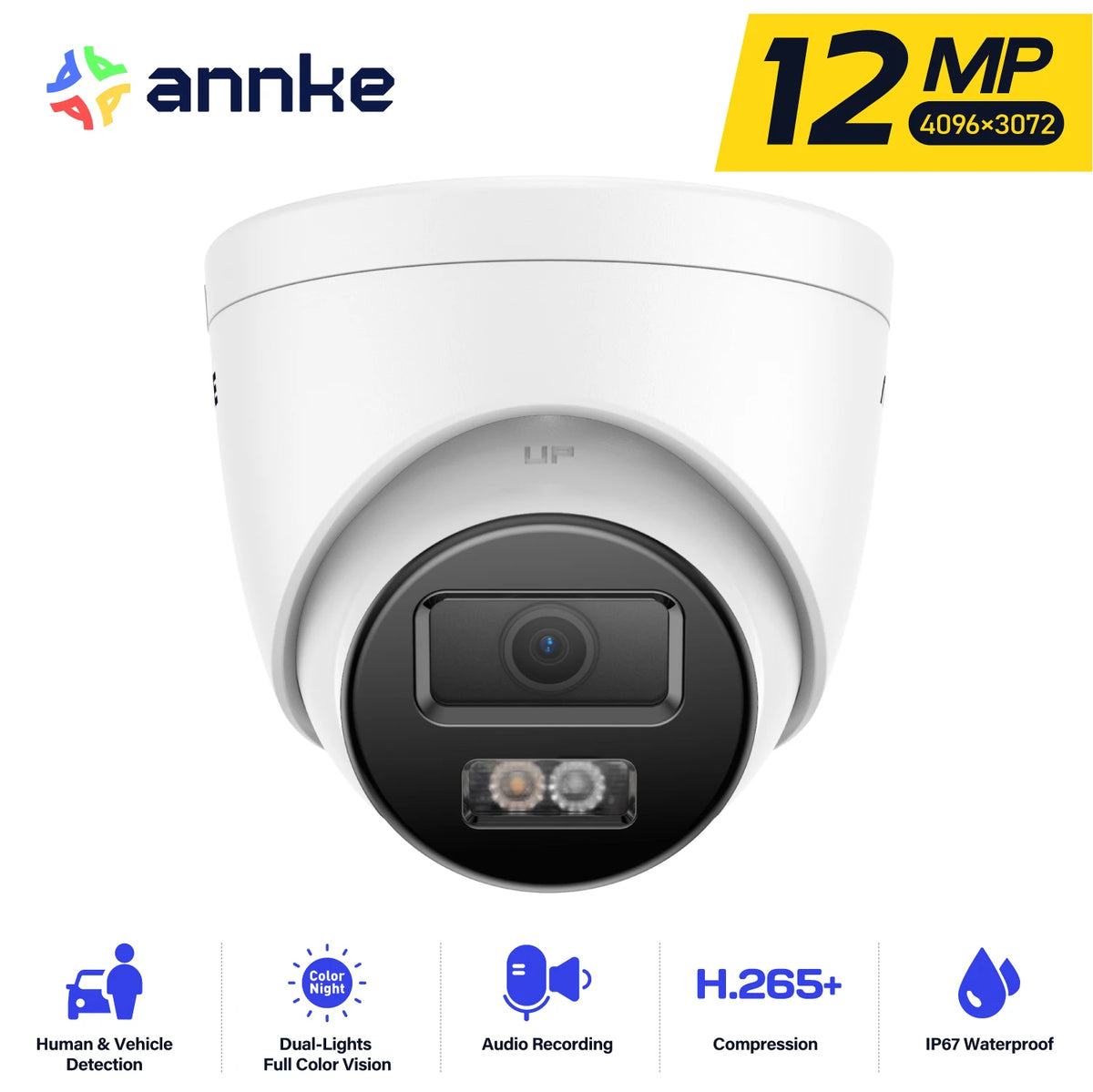 Annke 12MP 3K PoE Outdoor Security Camera With Night Vision