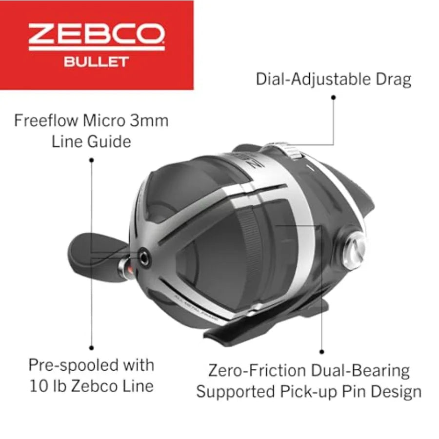 Bullet Spincast Fishing Reel With Durable All Metal Construction