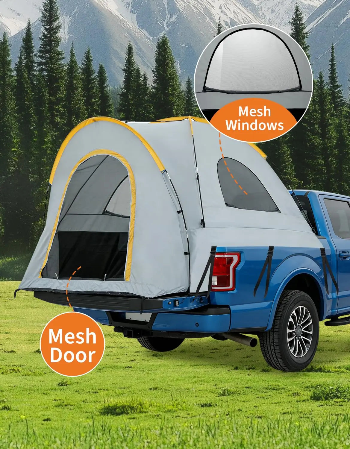 Waterproof Double Layer Truck Bed Tent With Awning For 2 To 3 People
