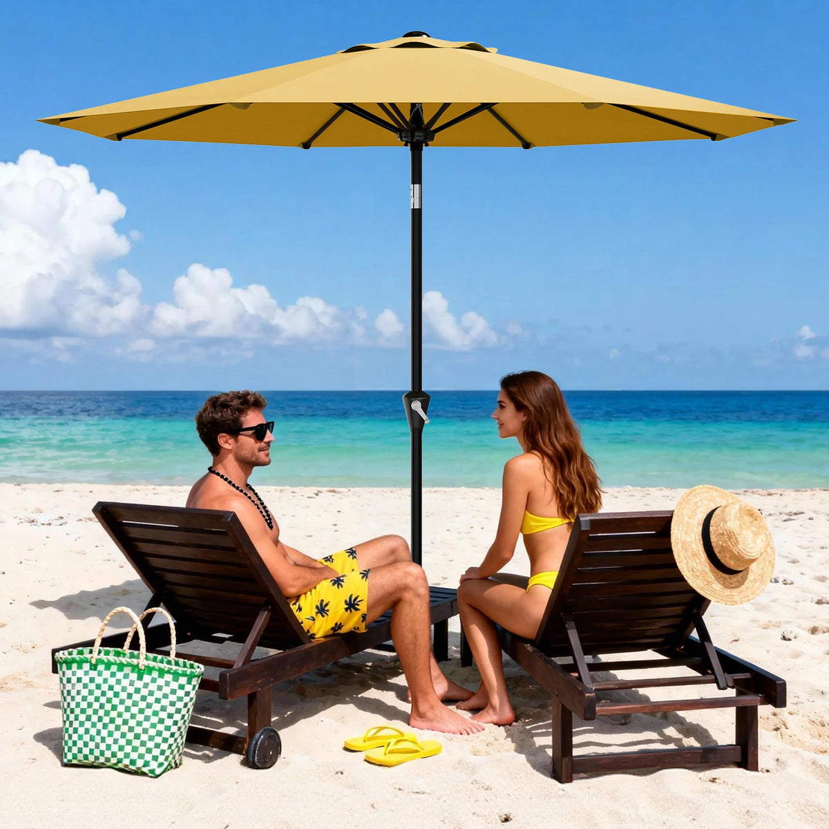 HiMISS Waterproof Market Umbrella With UV Protection And Tilt