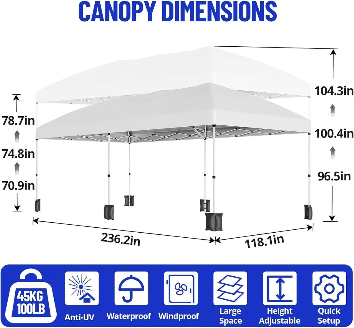Garvee Folding Waterproof Pop Up Canopy Tent With Window Sidewalls