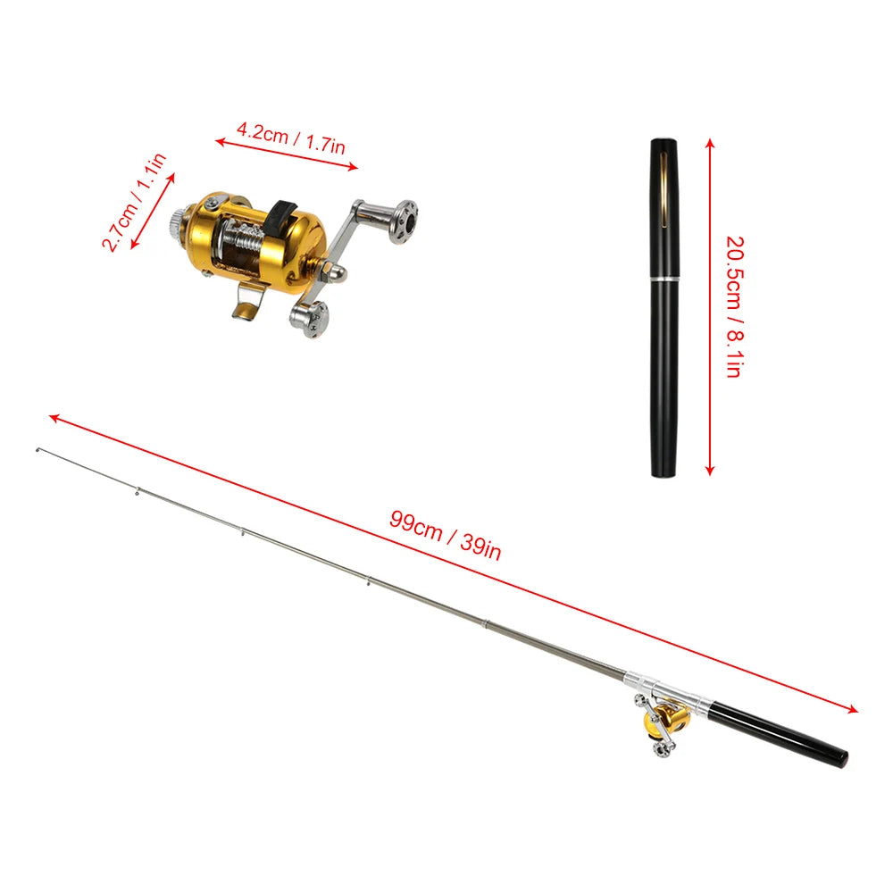Telescopic Fishing Rod With Reel Portable Pocket Pen Angling Set