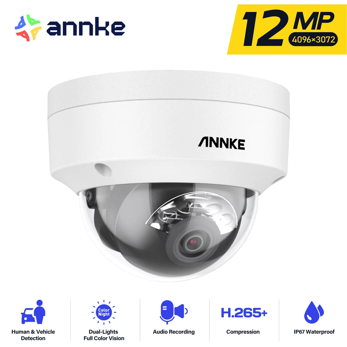 Annke 12MP 3K PoE Outdoor Security Camera With Night Vision