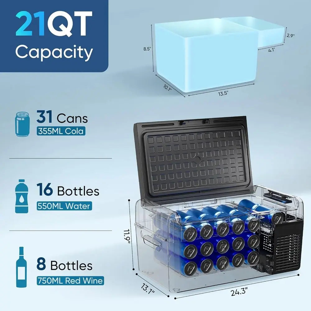 Compact Portable Electric Cooler For Car RV Camping And Travel