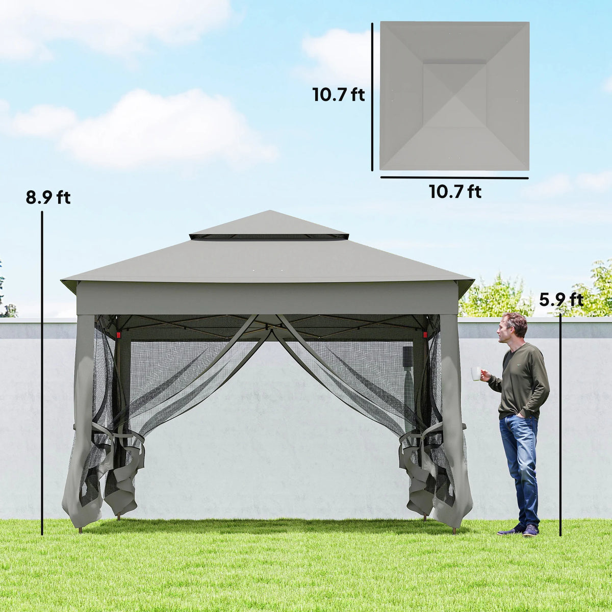 Outsunny Two Tier Pop Up Gazebo Outdoor Tent With Netting