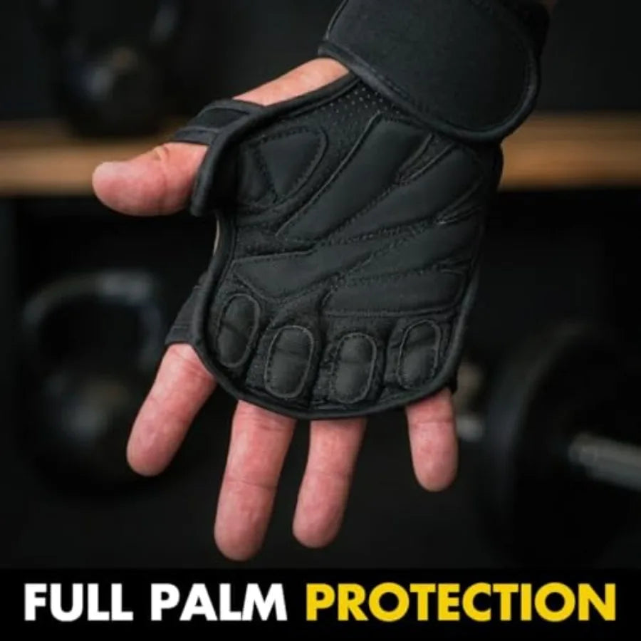 Ventilated Weightlifting Gym Gloves With Integrated Wrist Wraps