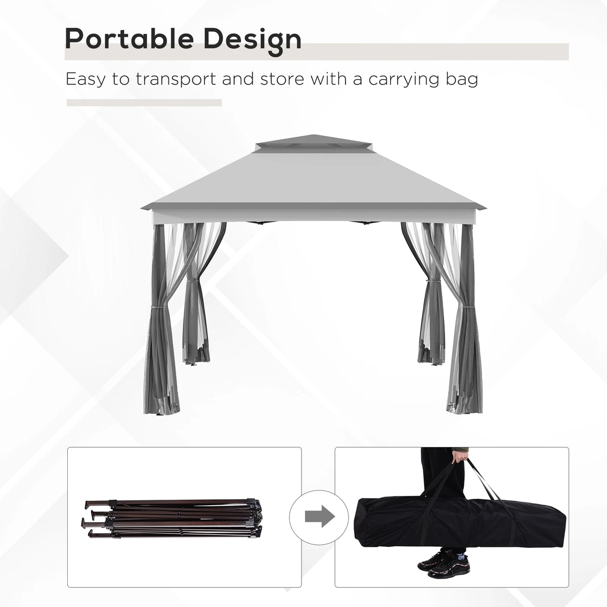 Outsunny Two Tier Pop Up Gazebo Outdoor Tent With Netting