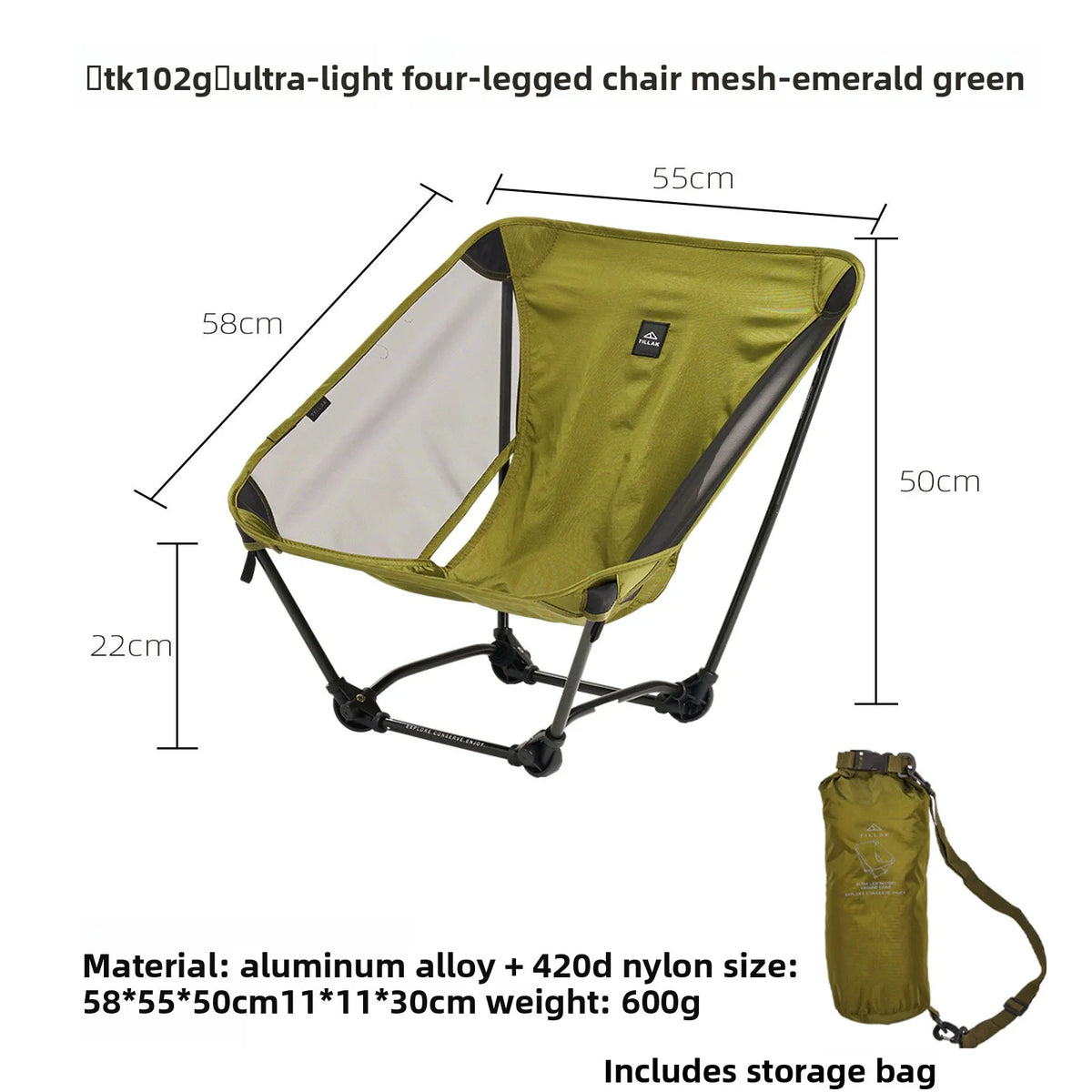 TILLAK Ultralight Foldable Ground Chair for Camping Hiking and Fishing