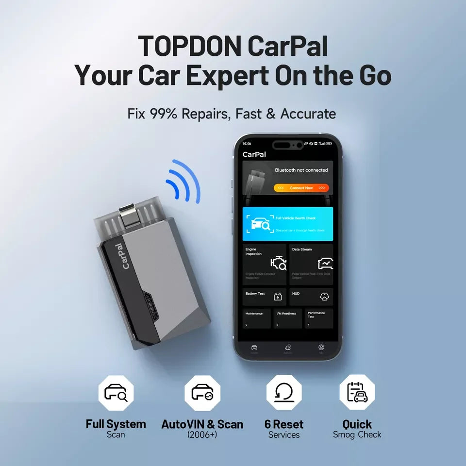 Topdon Bluetooth OBD2 Scanner Full System Vehicle Diagnostic Tool