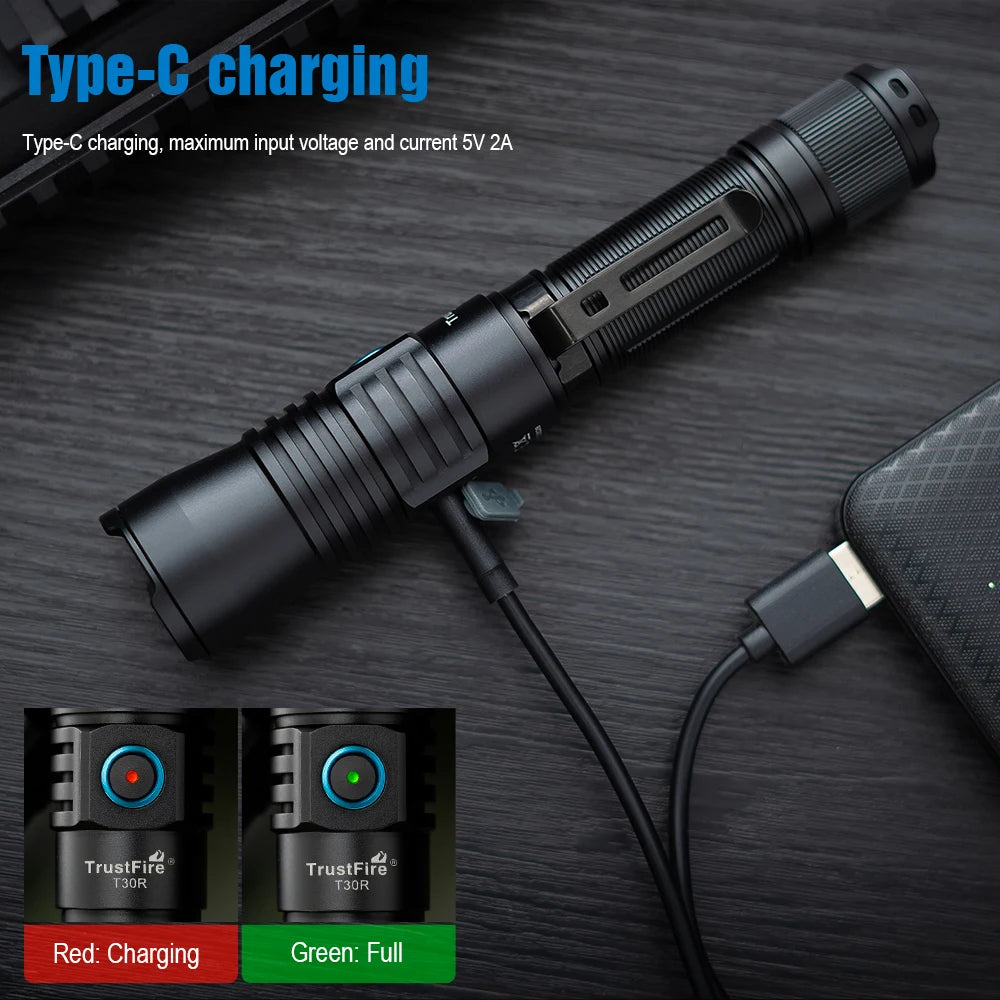 TrustFire T30R Tactical Laser LED Rechargeable Flashlight