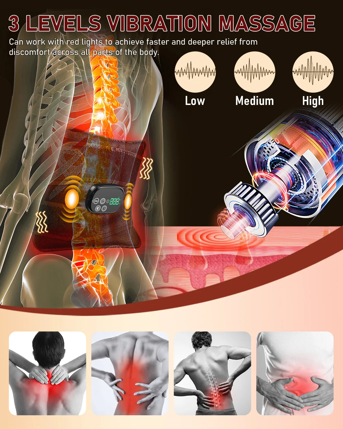 Rechargeable Red Light Therapy Belt With Heat And Vibration