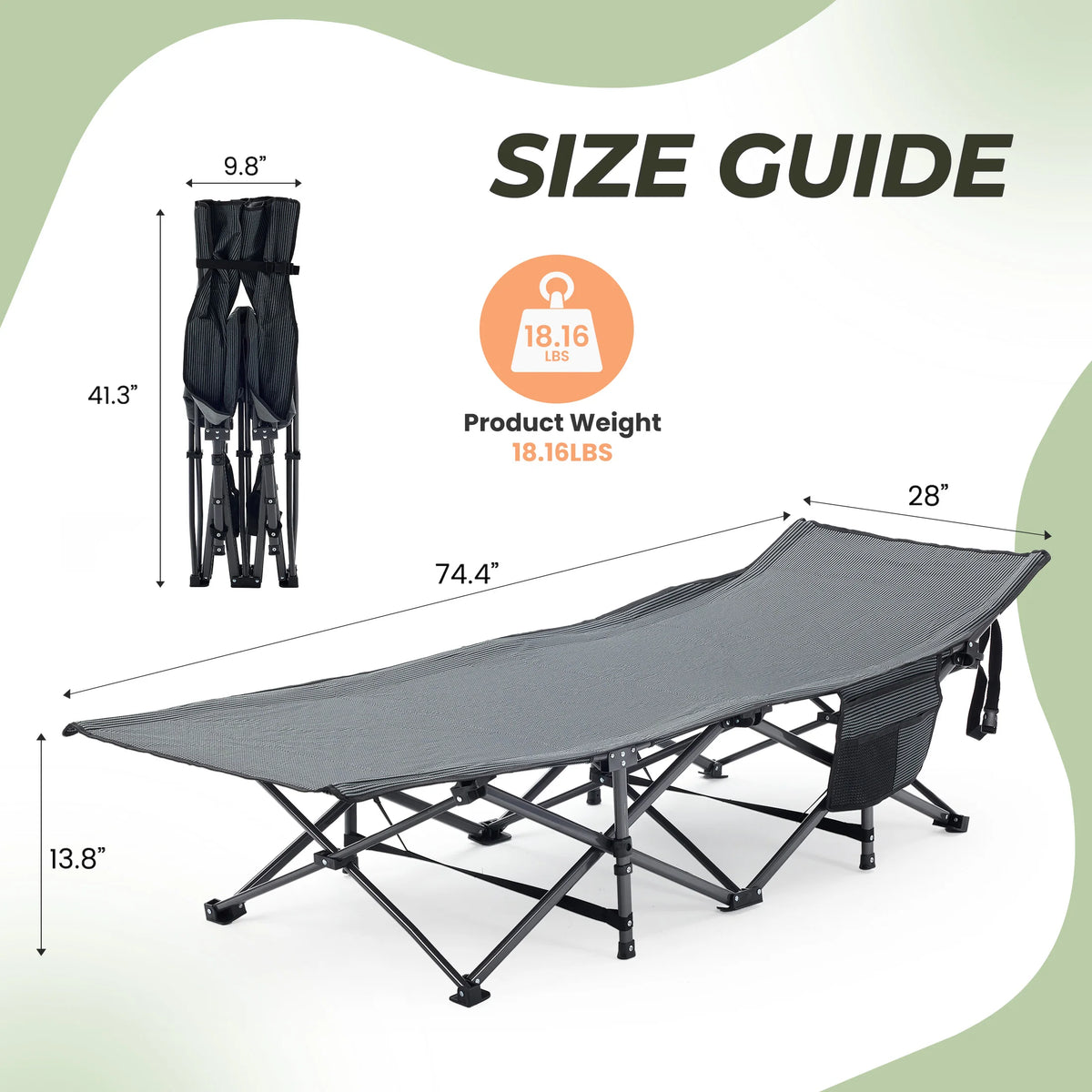 JHK Folding Camping Beach Lounge Chair With Cushion 440 Lb Sturdy Frame