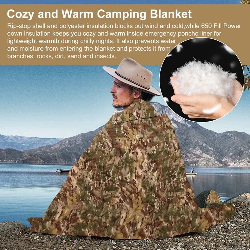 Tactical Army Poncho Liner Camouflage Water Repellent Woobie Blanket