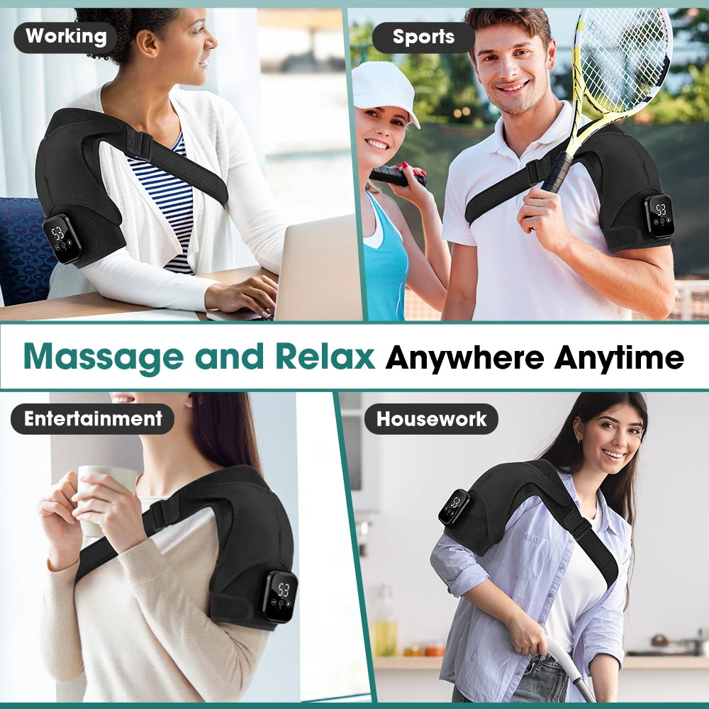 Pastsky Heated Vibration Shoulder Massager Support Belt