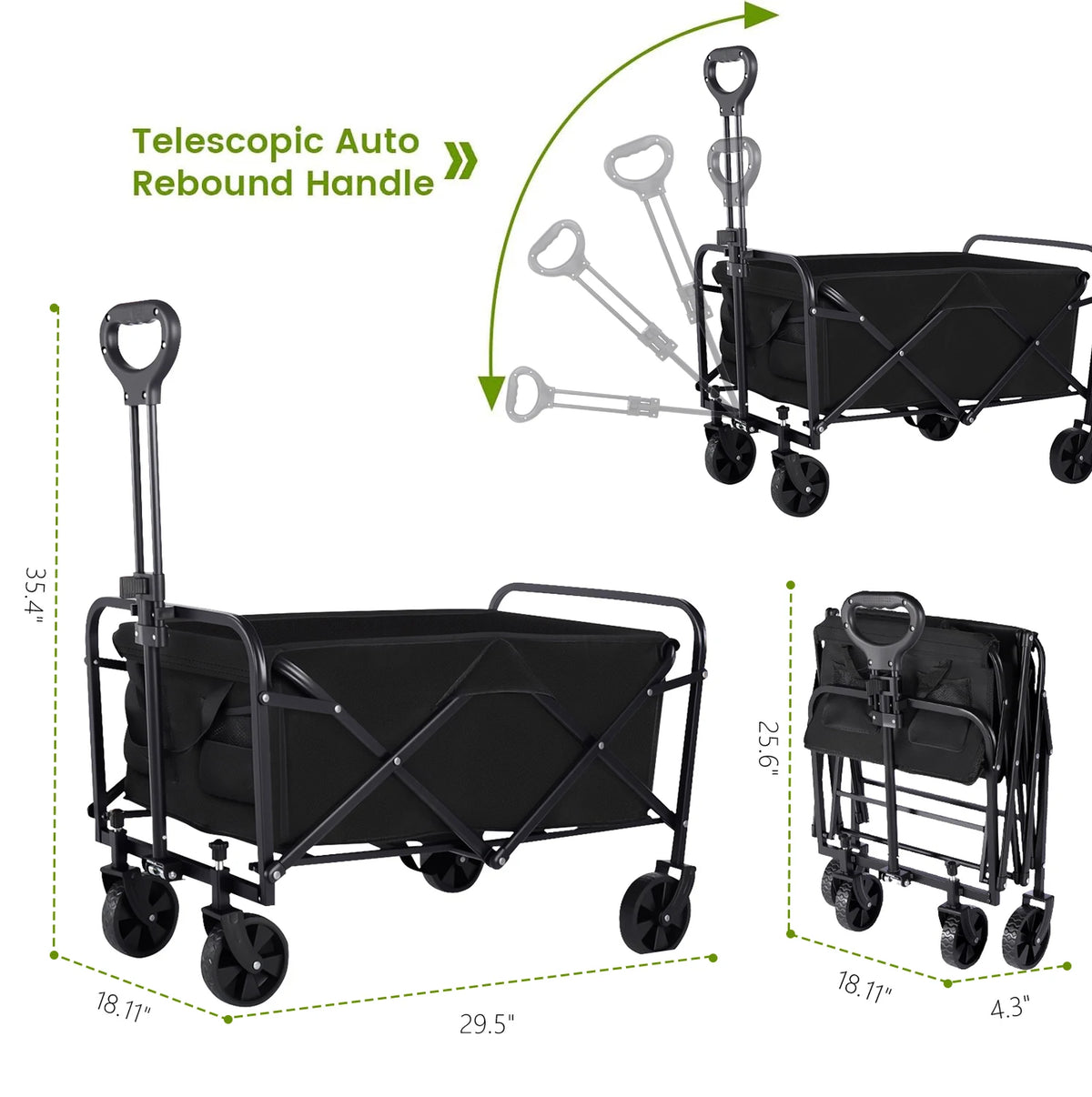 Heavy Duty Steel Folding Utility Wagon With All Terrain Wheels
