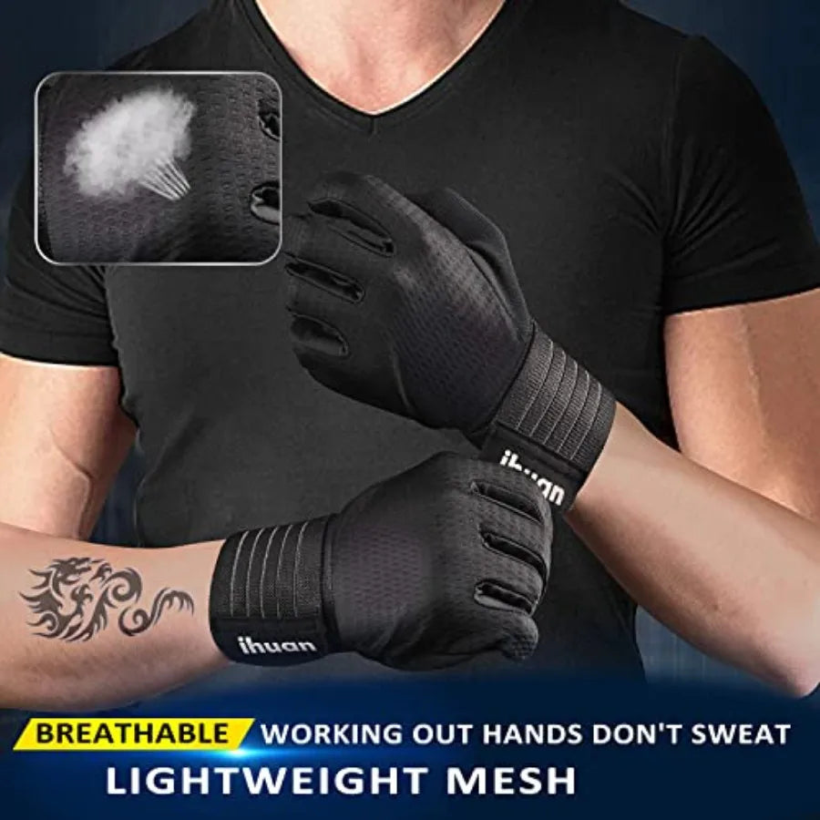 Durable Full Finger Weight Lifting Workout Gloves For Men