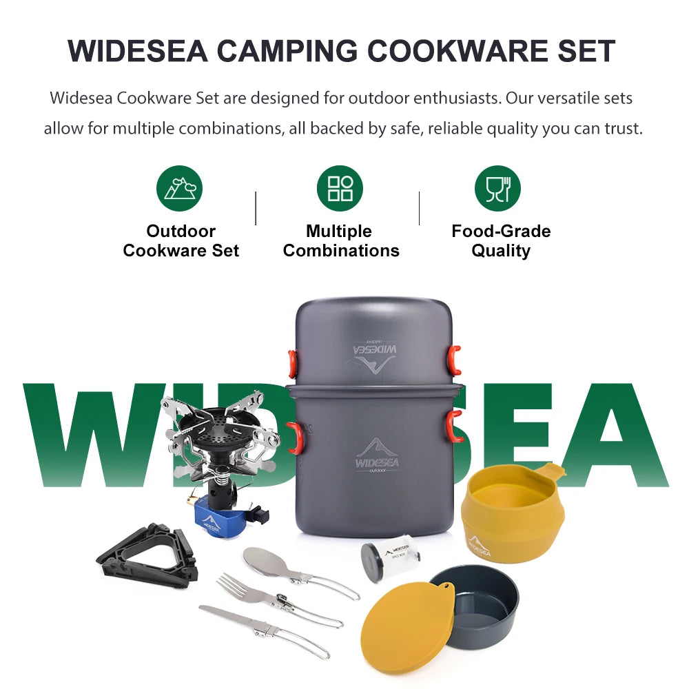 Widesea Portable Camping Gas Stove Cookware Set Aluminum Alloy