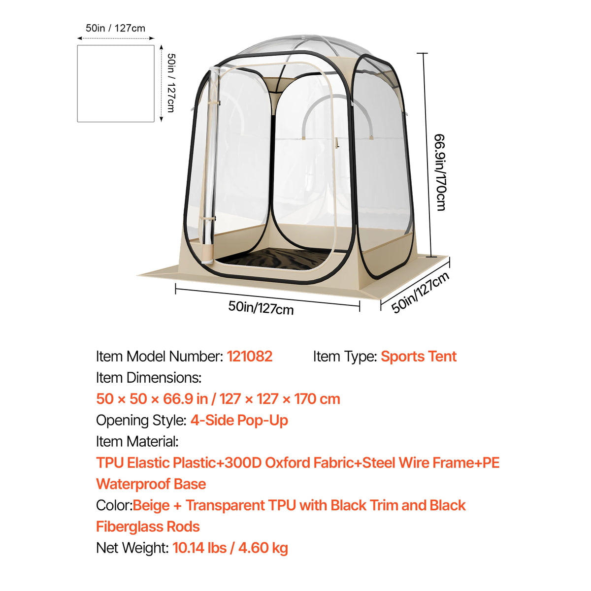 SucceBuy Waterproof Pop Up Sports Tent Camping Shelter For Adults