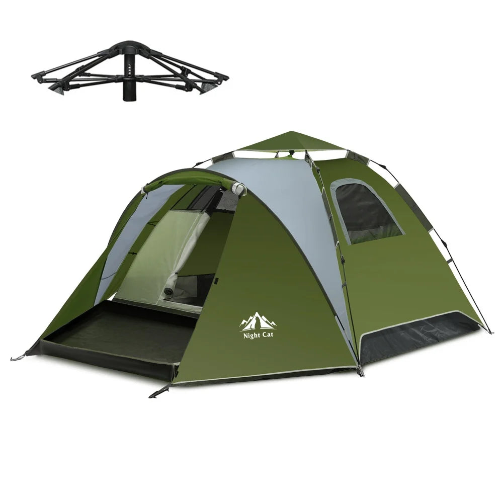 Night Cat Automatic Waterproof Camping Tent With Porch And Rainfly
