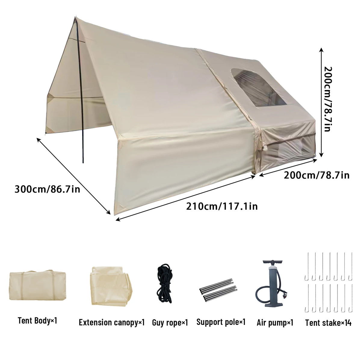 Inflatable Camping Tent With Air Pump And Skylight