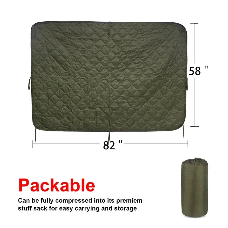 Tactical Army Poncho Liner Camouflage Water Repellent Woobie Blanket