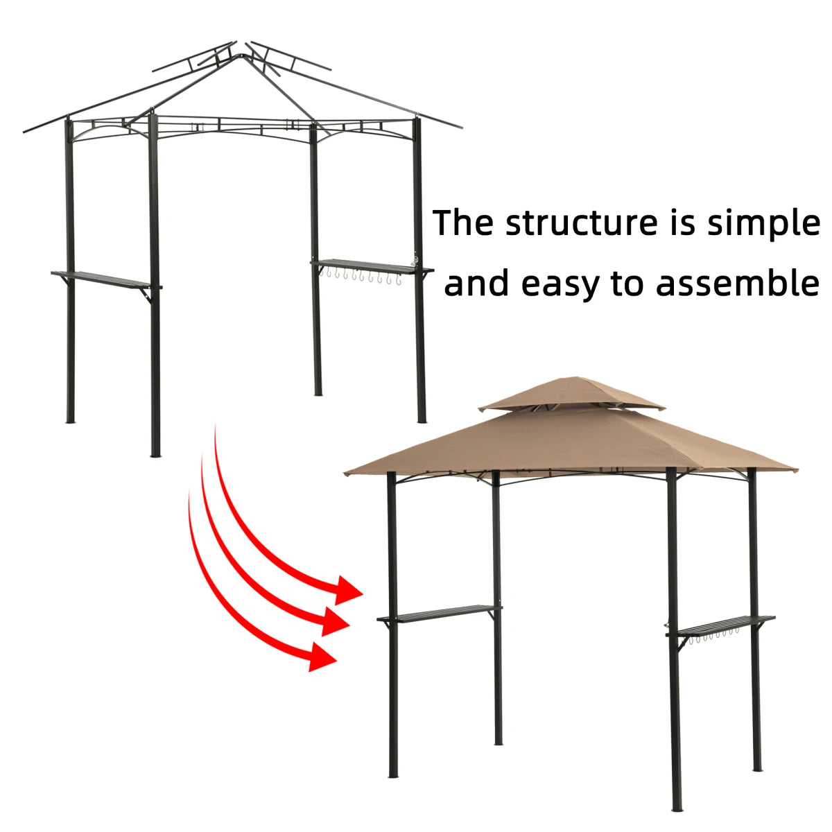 Outdoor Grill Gazebo Double Tier Soft Top Canopy Shelter