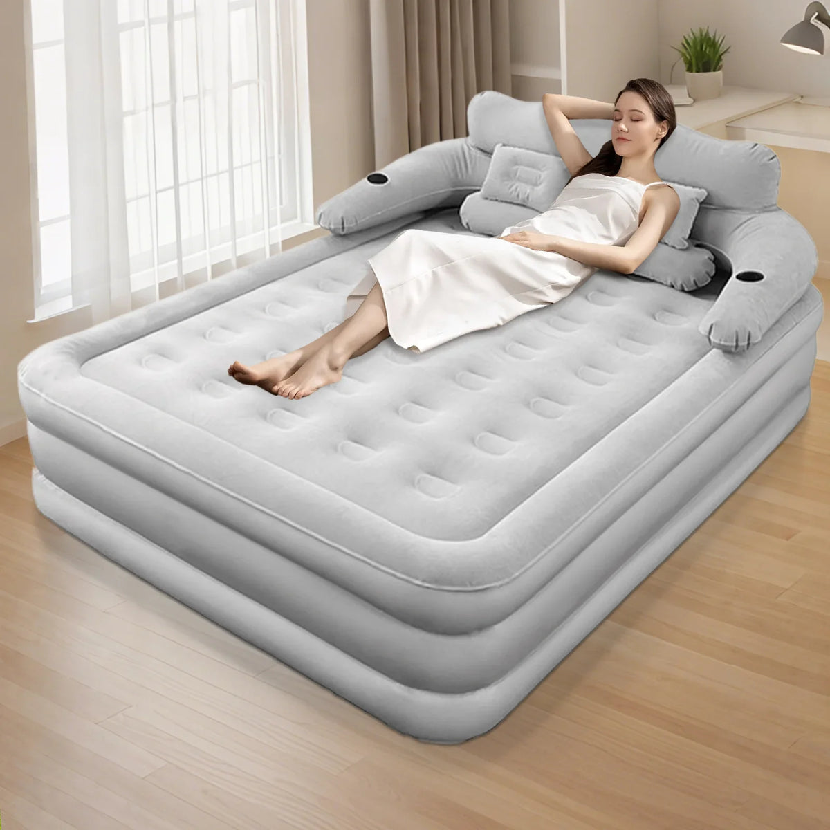 Two Person Built In Inflatable Camping Mattress PVC Thickened Design