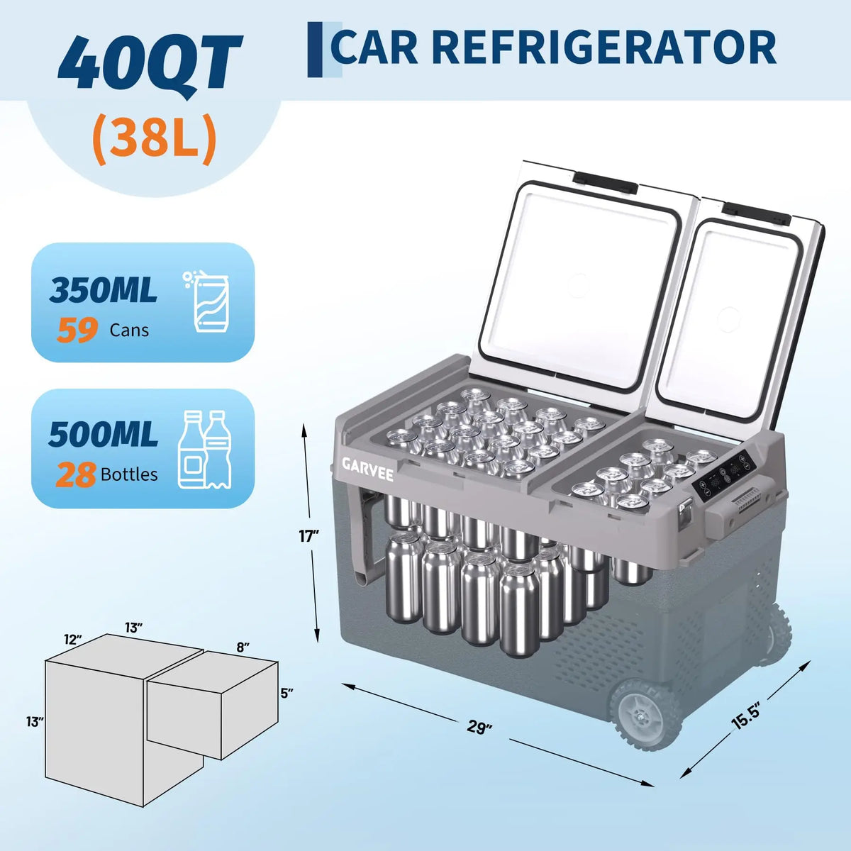 Studyset Dual Zone Compressor Car Refrigerator Portable Electric Cooler
