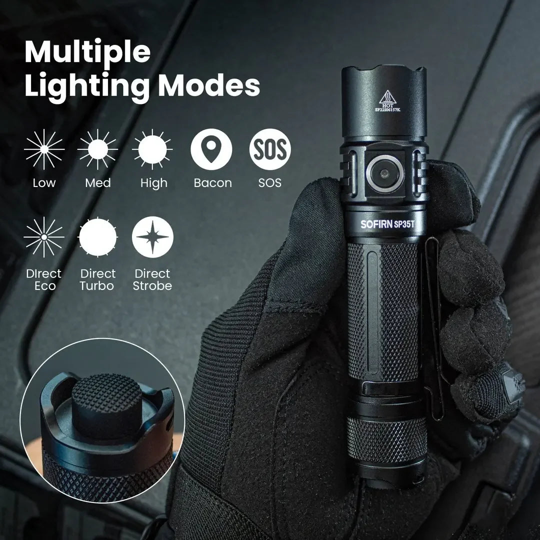 Sofirn SP35T 3800 Lumens Tactical USB Rechargeable Flashlight