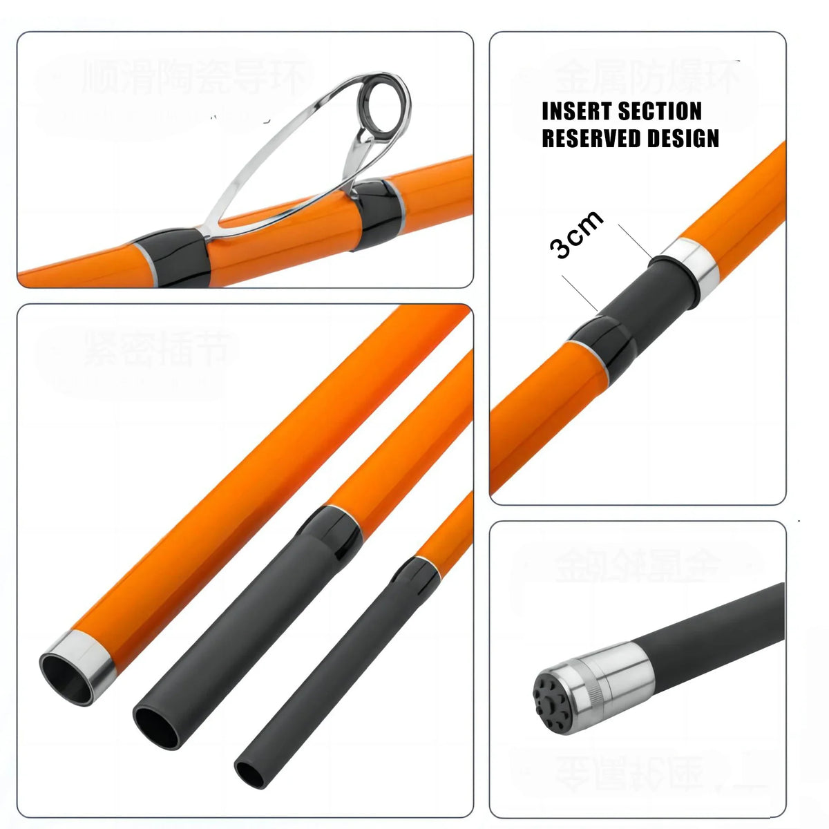 Three Piece Carbon Fiber Surf Carp Spinning Fishing Rod