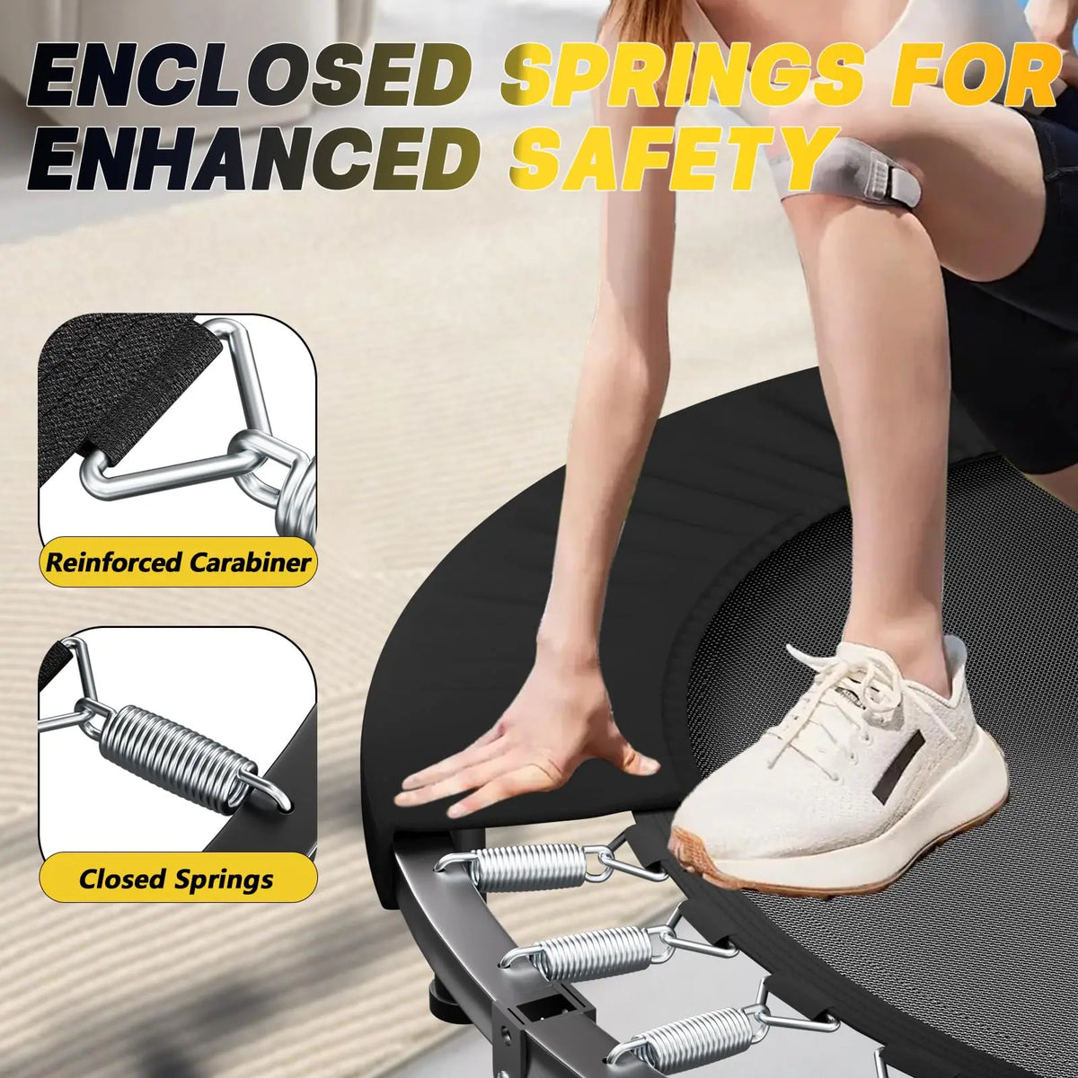 Foldable Adult Fitness Rebounder With Adjustable Exercise Handle Bar