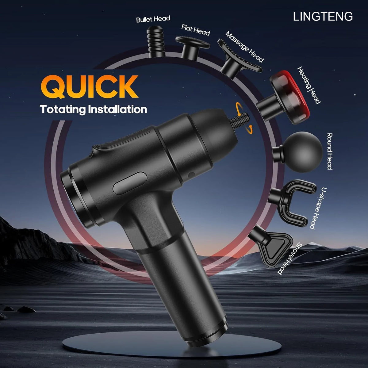 Lingteng Wireless Heating Deep Tissue Percussion Massage Gun For Recovery