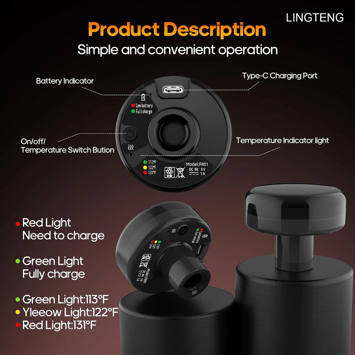 Lingteng Wireless Heating Deep Tissue Percussion Massage Gun For Recovery