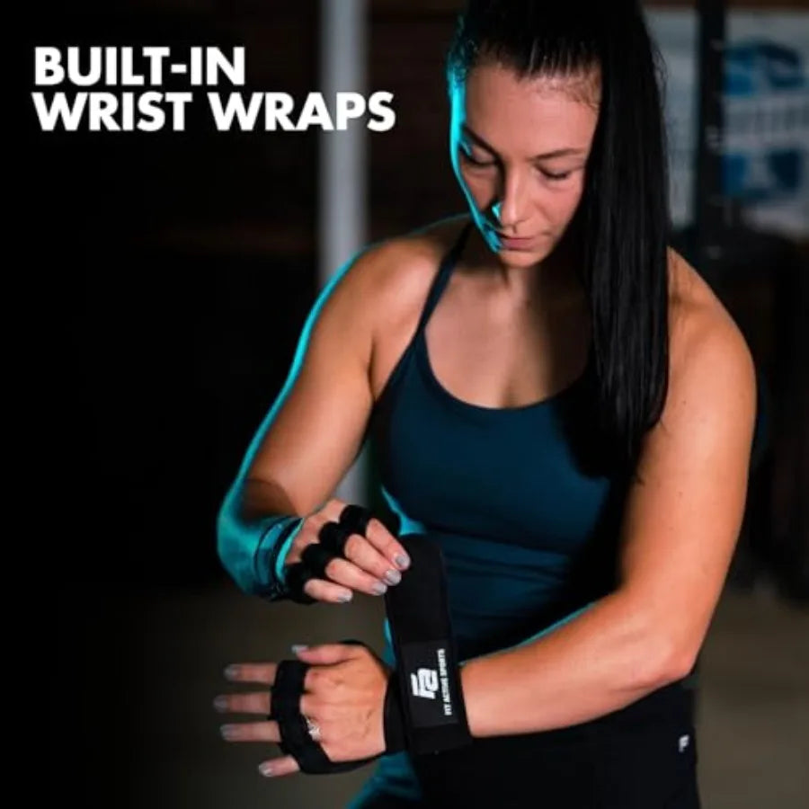 Ventilated Weightlifting Gym Gloves With Integrated Wrist Wraps
