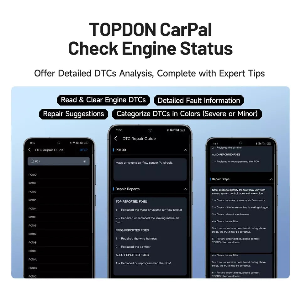 Topdon Bluetooth OBD2 Scanner Full System Vehicle Diagnostic Tool