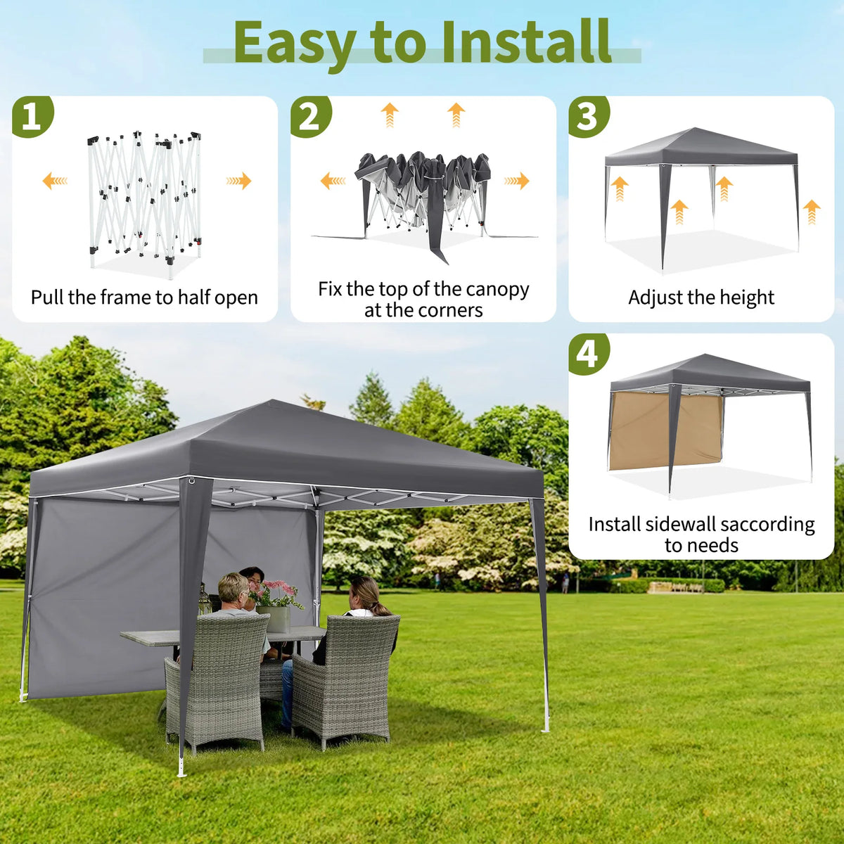 HiMISS Heavy Duty Pop Up Canopy Tent Waterproof With Sidewalls Bag