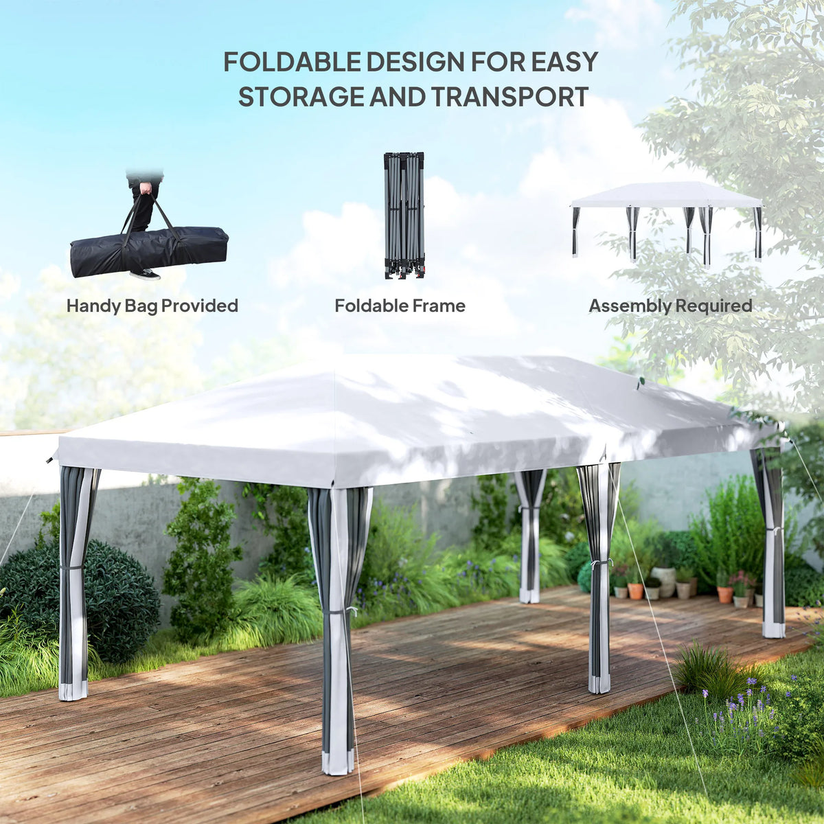 Outsunny Pop Up Party Tent Gazebo Canopy With Six Sidewalls