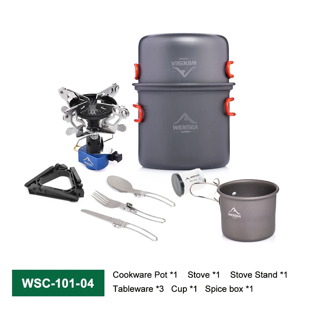 Widesea Portable Camping Gas Stove Cookware Set Aluminum Alloy