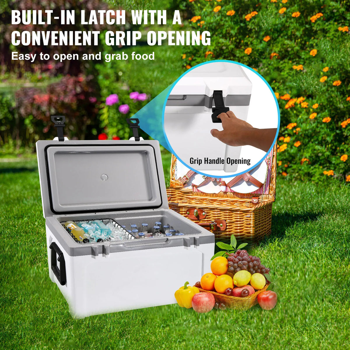SucceBuy Portable Hard Cooler Fully Insulated Ice Chest For Travel