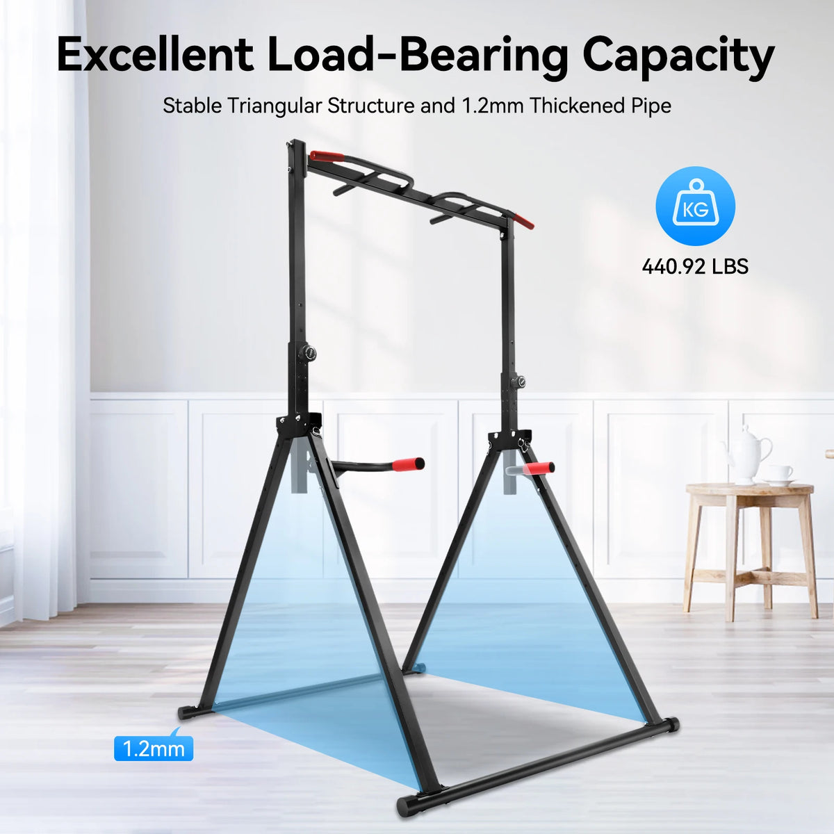 Adjustable Foldable Pull Up Bar With Parallel Home Gym Station