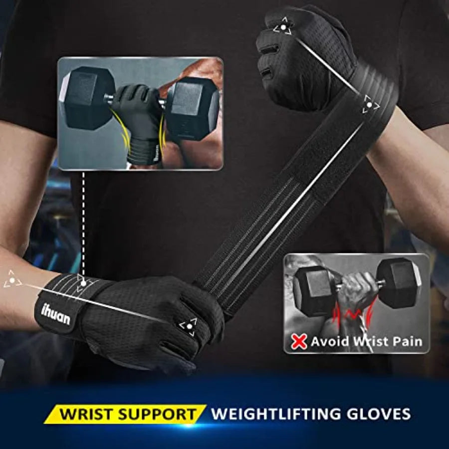 Durable Full Finger Weight Lifting Workout Gloves For Men