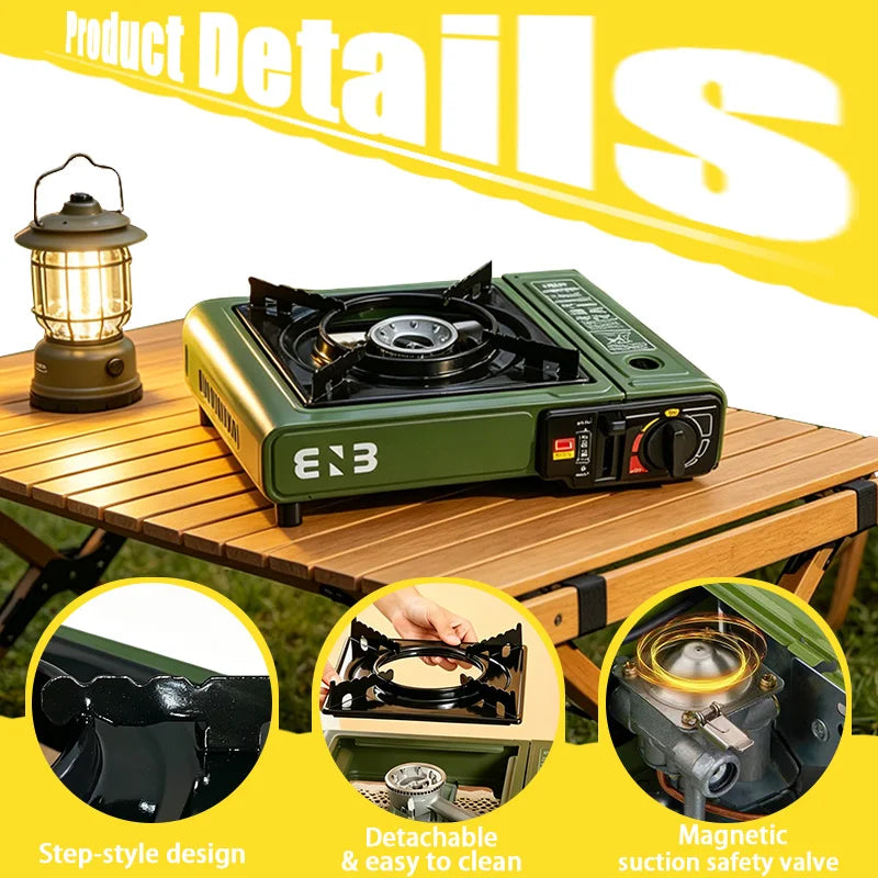 Stainless Steel Portable Butane Camping Stove Windproof Fuel Efficient