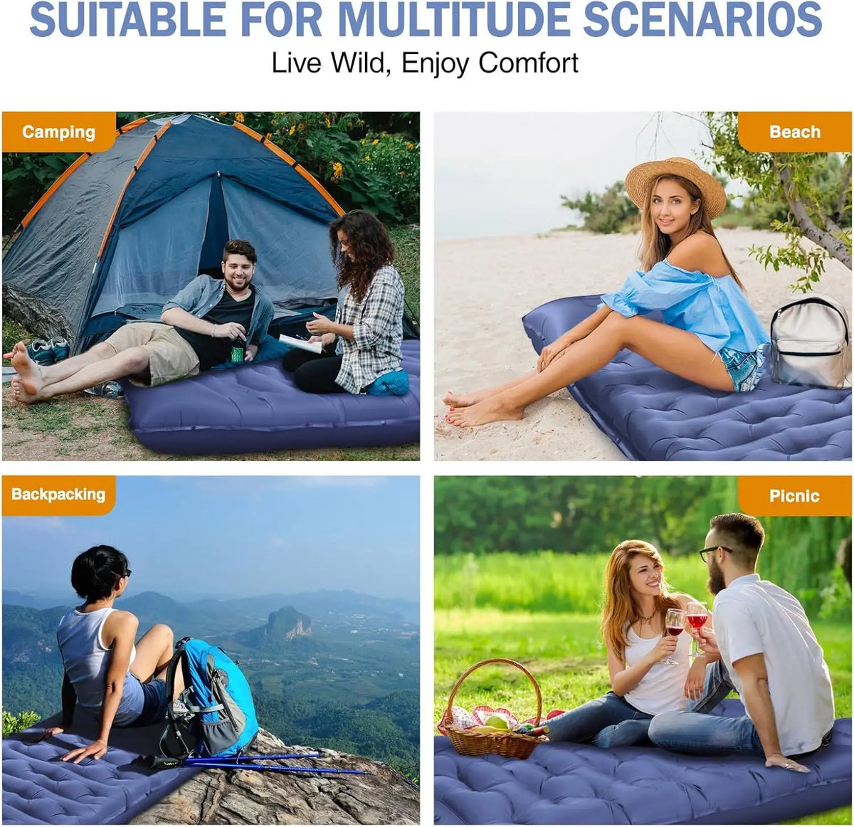 Oeny Ultralight Inflatable Camping Sleeping Pad With Pillow