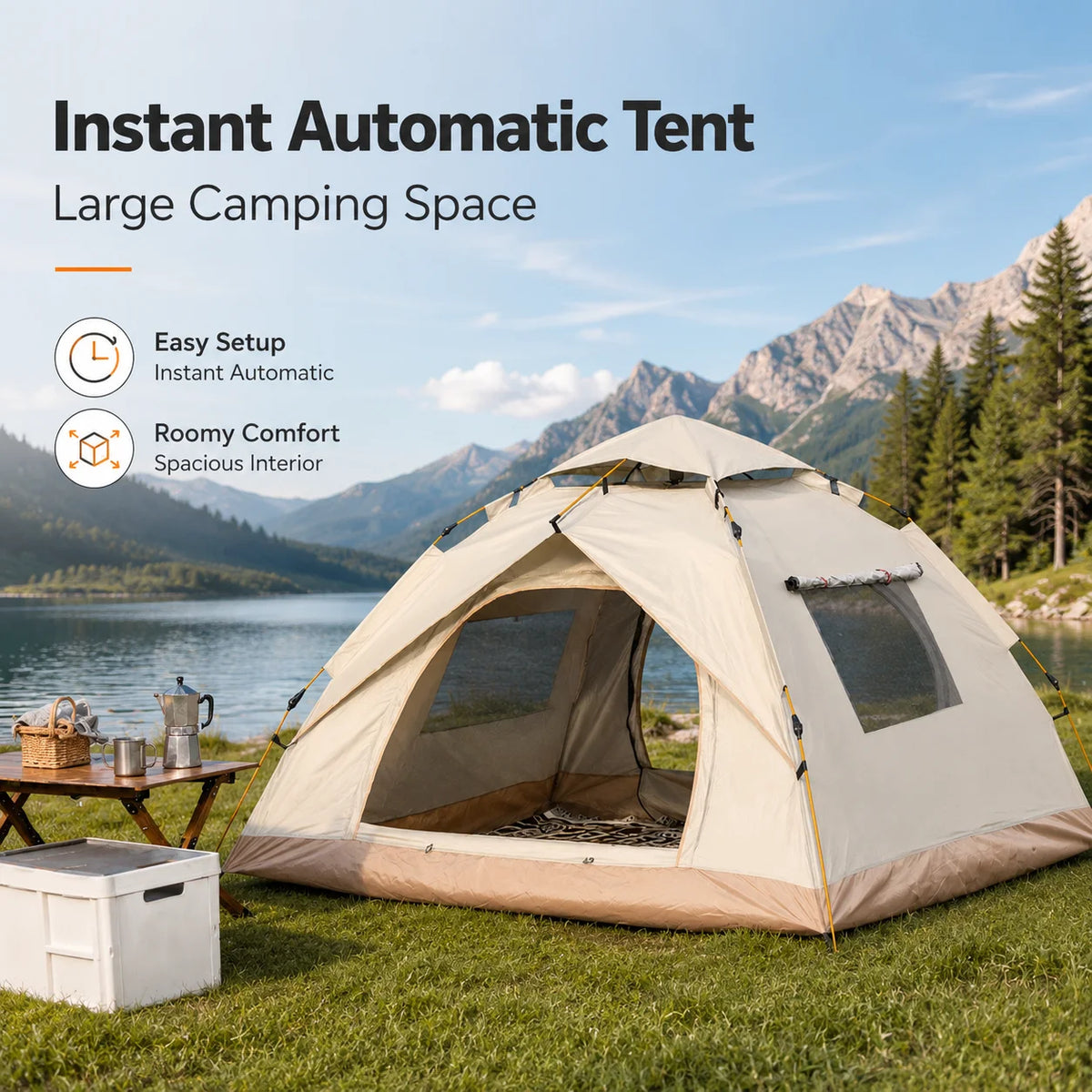 Tribenest Automatic Pop Up Camping Tent Windproof Weather Resistant