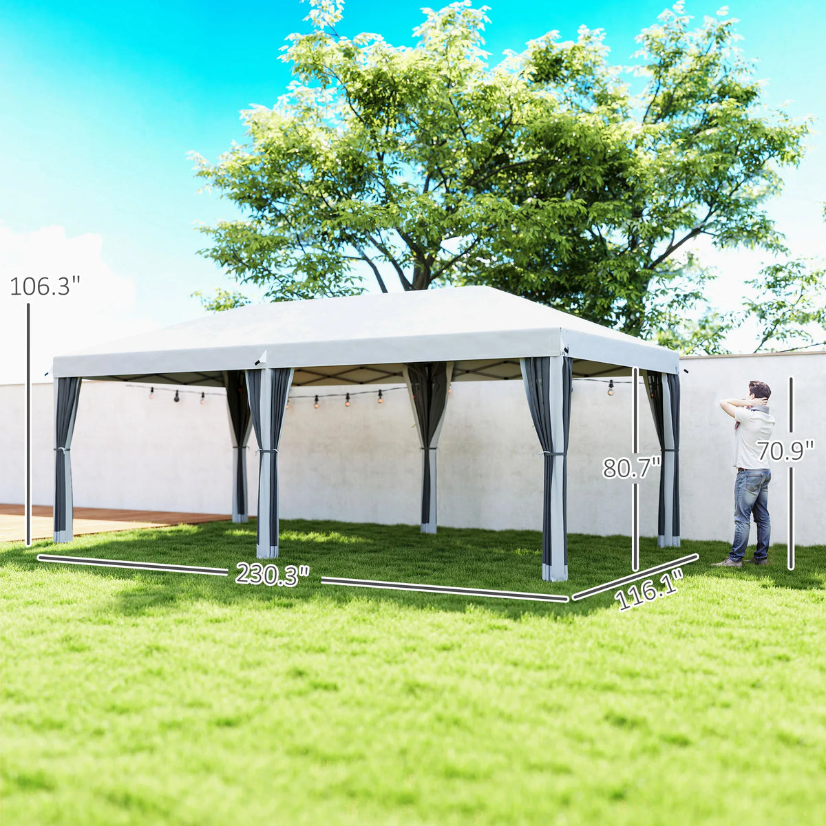 Outsunny Pop Up Party Tent Gazebo Canopy With Six Sidewalls